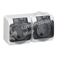 Блок ОП Этюд (2-м розетка с заземл. защ. шторки) IP44 сер. SchE