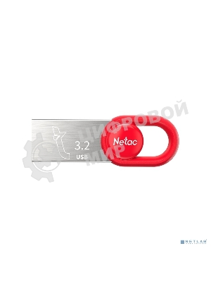 Флешка USB Netac UM2 (NT03UM2N-064G-32RE), 64Gb, USB 3.0, R/W 130/50, серебристый/красный