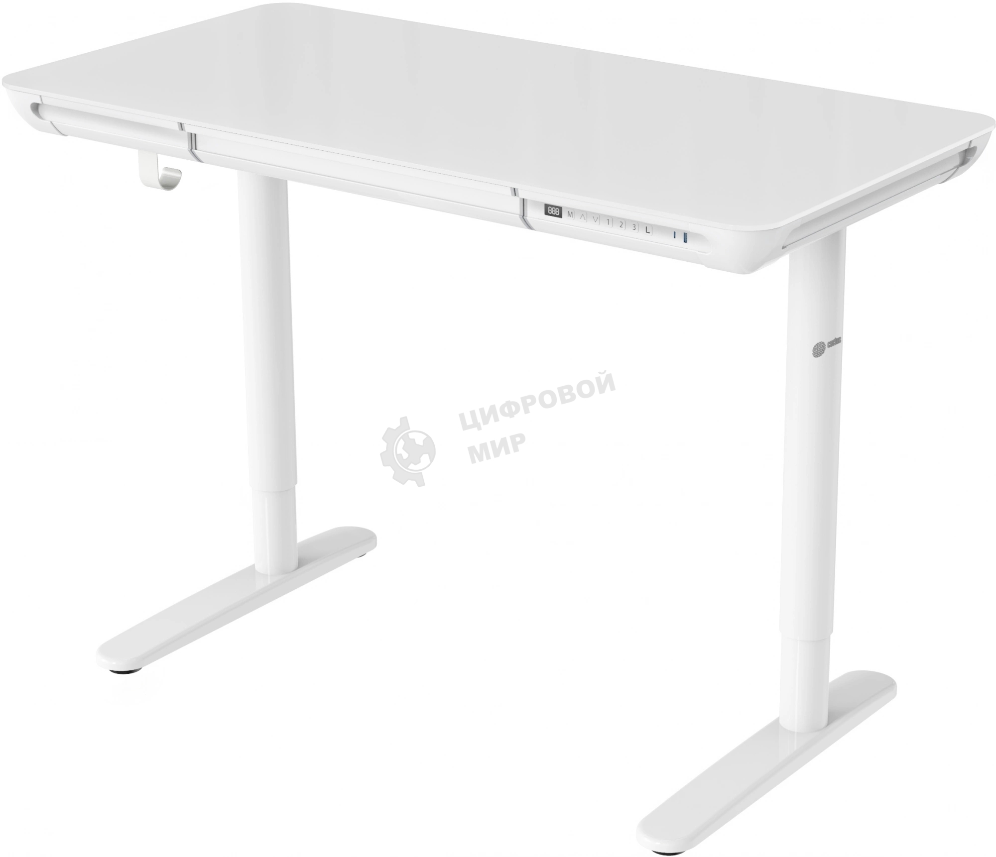 Стол компьютерный Cactus CS-EGD-WT-LED столешница закаленное стекло, белый каркас белый