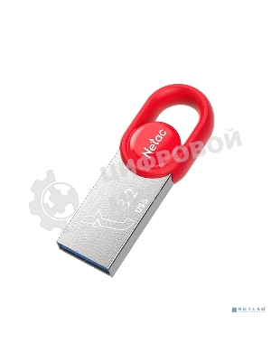 Флешка USB Netac UM2 (NT03UM2N-064G-32RE), 64Gb, USB 3.0, R/W 130/50, серебристый/красный
