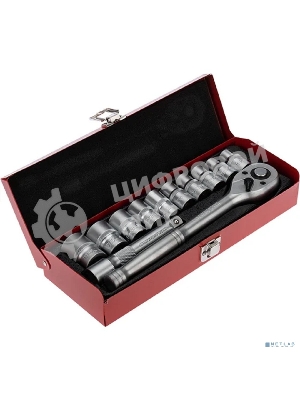 Набор торцевых головок Rexant 1/2, головки 10-24 мм, с трещоточным ключом, 12 предметов