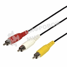 Шнур Rexant 3 RCA - 3 RCA, 3 м, черный (10 шт./уп.)