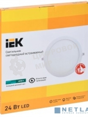 Светильник IEK LDVO0-1609-1-24-4000-K01 ДВО 1609 белый круг LED 24Вт 4000 IP20 алюм. корпус, диам 295 мм