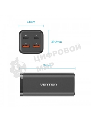 Сетевое зарядное устройство Vention на 4 порта GaN 100W USB (C+C+A+A) черный, шт.