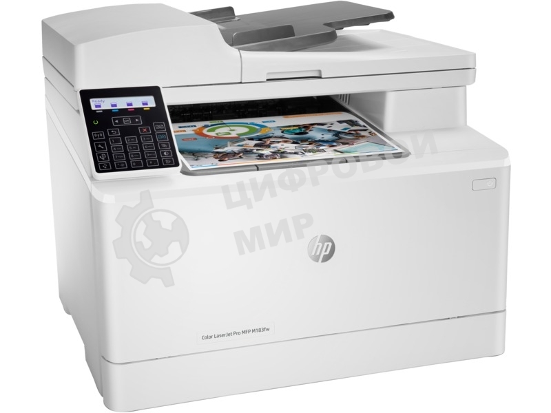 МФУ лазерное HP Color LaserJet Pro M183fw (7KW56A), A4, цветной, печ. до 16 стр/мин., скан. до 15 стр/мин. (ч/б) 8 стр/мин. (цвет), 600 x 600 dpi (печать) 1200x1200dpi (скан.), USB, RJ-45, Wi-Fi, Air Print, Mopria