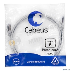 Шнур комм. Cabeus, cat.6, экр., F/UTP, RJ45/RJ45, LSZH, AWG24, 1.5м, серый