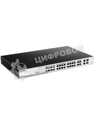 Коммутатор D-Link DGS-1210-28P/FL1A, L2 Managed Switch with 24 10/100/1000Base-T ports and 4 100/1000Base-T/SFP combo-ports (24 PoE ports 802.3af/802.3at (30 W), PoE Budget 193 W).8K Mac address, 802.3x Flow Co