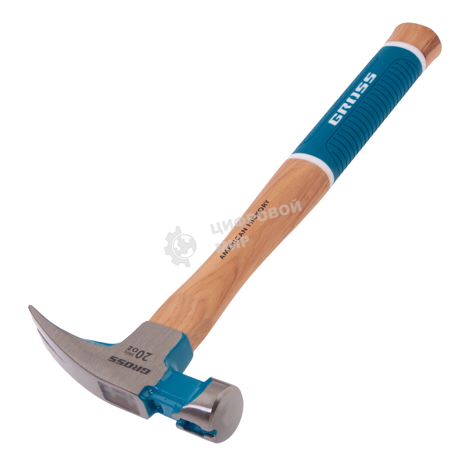 Молоток-гвоздодер Gross AMERICAN HICKORY 560 г, угол 75, магнит, обрезиненная рукоятка