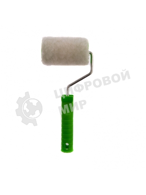 Валик Сибртех с натуральным мехом, с ручкой, 100 мм, ворс 12 мм, D 48 мм, D ручки 6 мм