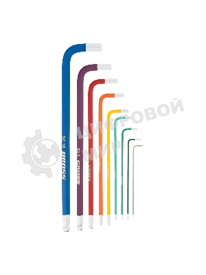 Набор ключей Gross 16400 имбусовых hex 1.5–10мм s2 9шт магнит экстра-длин. с шаром хром/краска