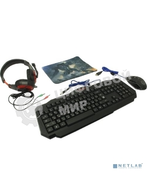 Комплект клавиатура+мышь Defender Target MKP-350 проводной, USB, 3200 DPI, чёрный/красный