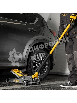 Домкрат гидравлический подкатной Denzel 3 т, 75-500 мм, быстрый подъем, низкий подхват, проф.