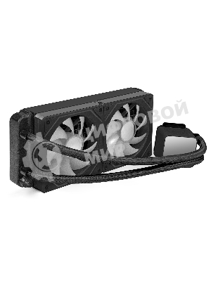Комплект водяного охлаждения ExeGate BlackWater-240.PRISM.PWM.ARGB.Black (3 PIN 5V ADDRESSABLE RGB подсветка, LGA1954/1851/1700/1200/115x/2066/2011/AM5/AM4, TDP 260W, 2x Fan 120mm 4pin PWM 600-1800RPM Hydro bearing, помпа 3pin 2700RPM, макс. шум 37db, с термопастой, на винтах, черный, RET)