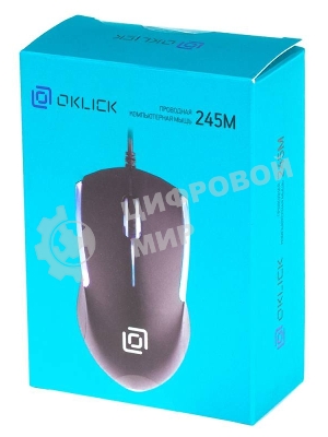 Мышь проводная Oklick 245M черный, 1000 dpi, USB, кнопки - 3