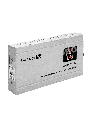 Стабилизатор напряжения ExeGate Master AV-2000 (2000ВА, 140-260В, цифр. индикация вход/вых. напряжения, 220В±8%, КПД 98%, 5 уровней защиты, задержка, метал.корпус, евророзетка, RTL)