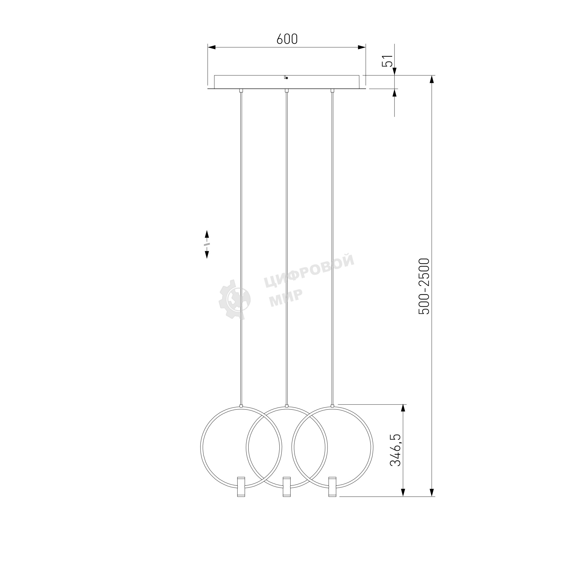50257/3 LED/ подвесной светильник/ черный/ латунь