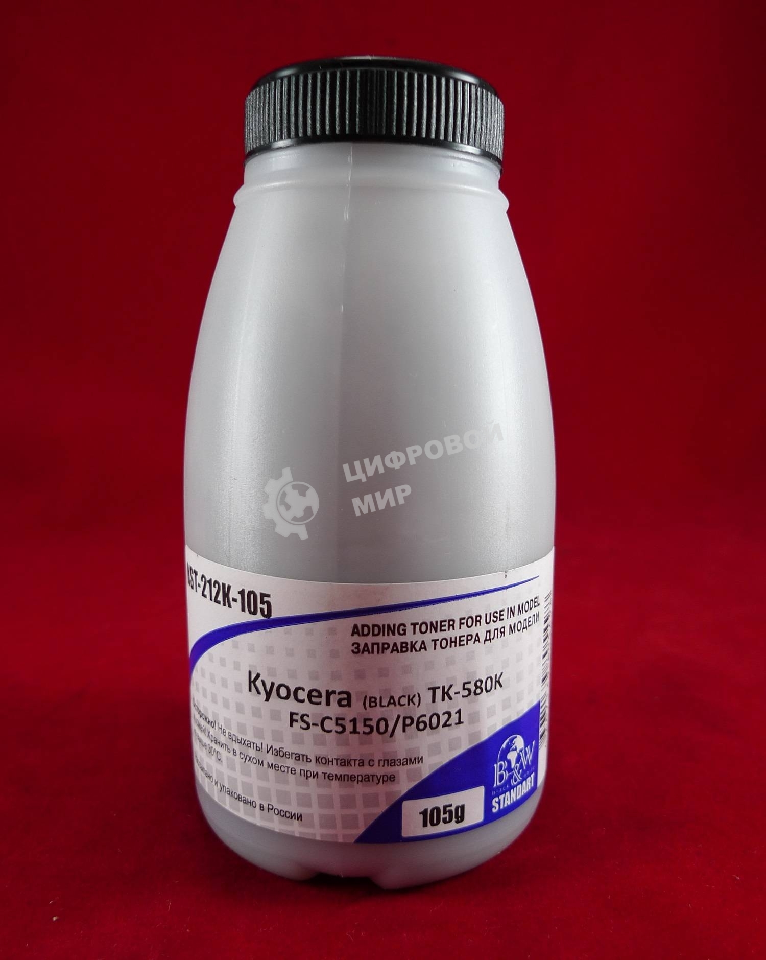 Тонер для Kyocera TK-580K, FS-C5150/P6021 Black (фл. 105г) 3,5K B&W Standart (Tomoegawa) фас. Россия