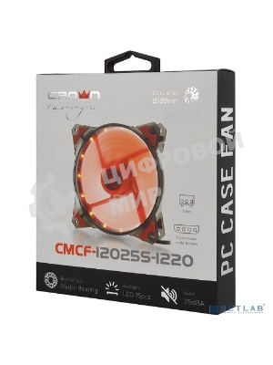 Вентилятор для корпуса Crown CMCF-12025S-1220 черный/красный, 120 мм, 1650 об/мин, 28 дБ, 3 pin