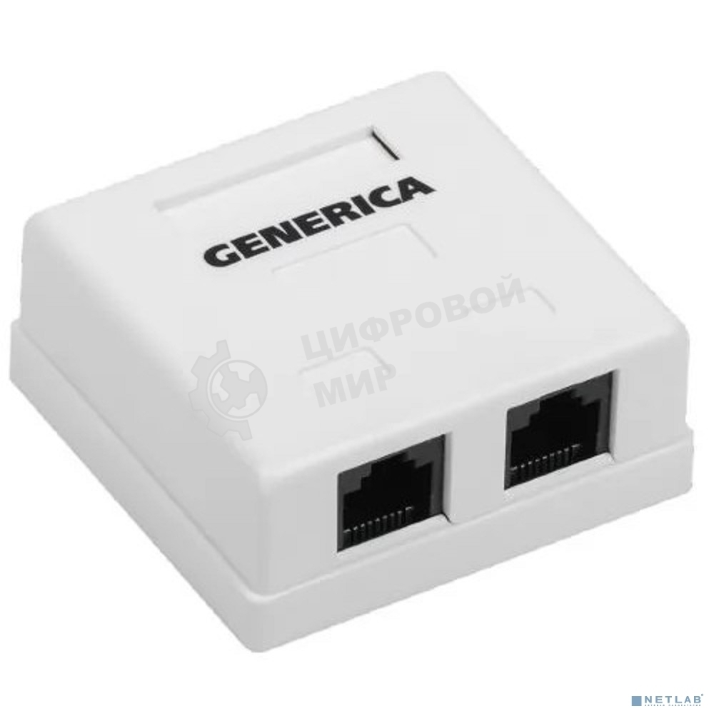 Розетка компьютерная информационная настенная RJ45 кат. 5Е UTP 2 порта GENERICA