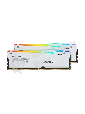 Оперативная память Kingston Fury Beast, DDR5, 32Gb (2x16Gb), 5600MHz, CL40, DIMM, с радиаторами, RGB, белый