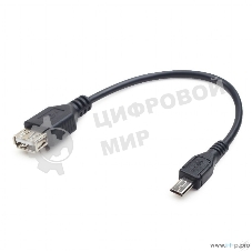 Кабель USB2.0 OTG Cablexpert A-OTG-AFBM-03 USBAF/MicroBM, 0.15м, удлиненный разъем micro USB - 9мм, пакет