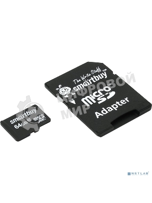 Флеш карта Smartbuy MicroSDHC 64Gb Class10 + адаптер(Флеш карта Smartbuy microSDHC 64Gb Class 10 SB64GbSDCL10-01 + adapter; SB64GbSDCL10-01; черный)