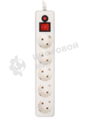 Сетевой фильтр Гарнизон EHLW-1 10А 1.8 м 5 розеток белый (21214)