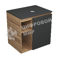 Тумба Bau Dream Blackwood 60 правая, графит, раковина BAU Cerama 48х37 темно-серая матовая, смеситель Hotel Dream Black, нерж. сталь, черный