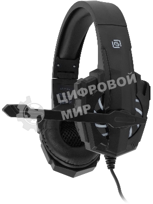 Гарнитура Oklick HS-L355G чёрный, проводная, 3.5 мм, подсветка