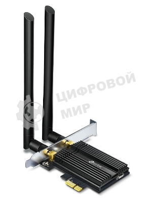 Адаптер Tp-Link ARCHER TX50E 11AX 3000Mbps dual-band PCI-E adapter, 2402Mbps at 5G and 574Mbps at 2.4G, support Bluetooth 5.0, WPA2 encryption, two external Antennas.