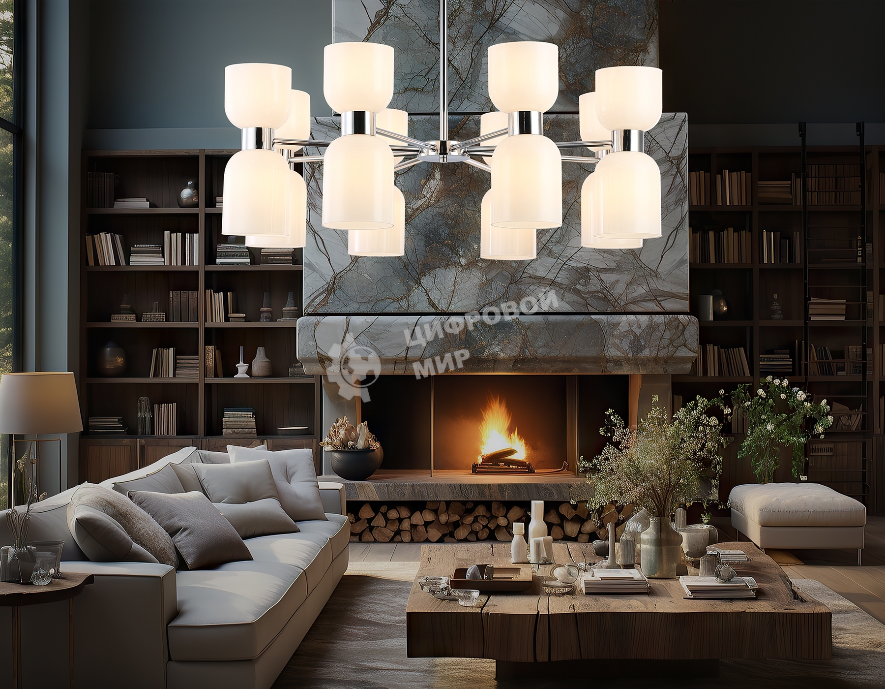 Люстра Ambrella light LH56085/16 СH/FR хром/белый матовый E14*16 max 40W D860*510