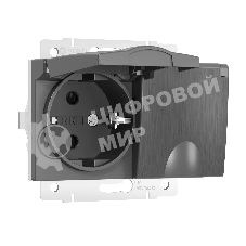 Розетка двойная влагозащ. с зазем. с защит. крышками и шторками Werkel W1172204 (графит рифленый)
