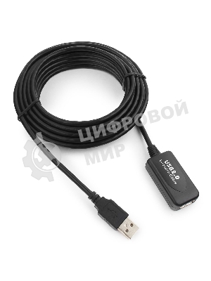 Кабель Gembird USB 2.0 удлинительный, активный 4.8м AM/AF, черный