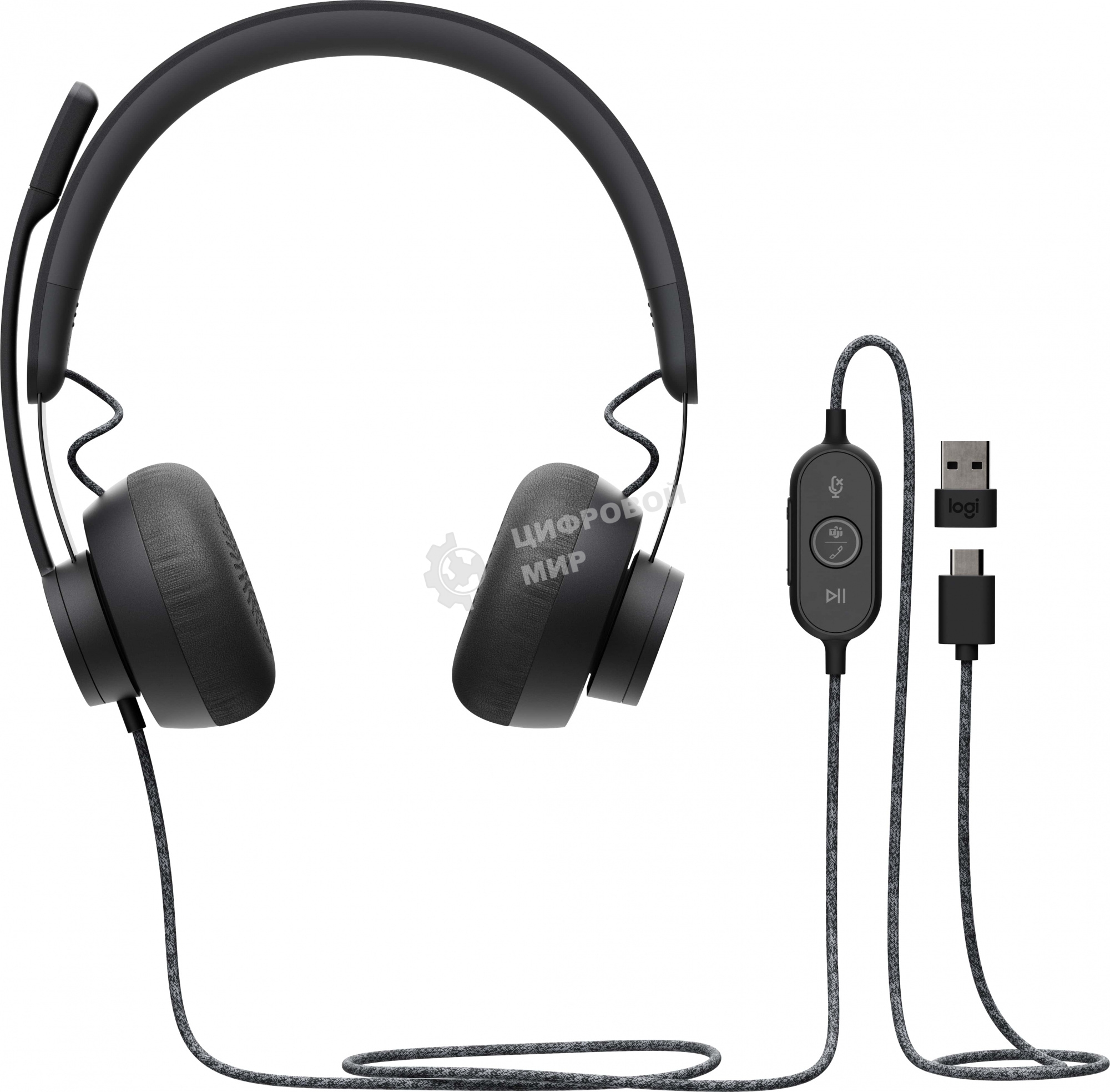 Гарнитура проводная Logitech Headset Zone Wired Teams Graphite
