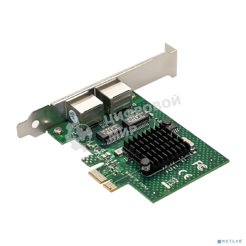 Сетевой адаптер ExeGate EXE-BCM5720 (PCI-E x1 v2.0, порты 2xRJ45, 10/100/1000Mbps, Gigabit Chipset Broadcom BCM5720)