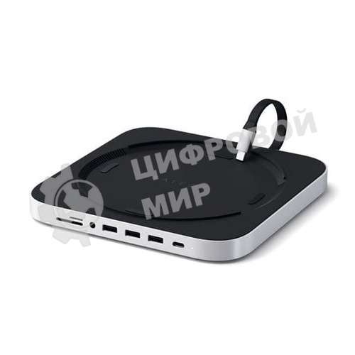 USB док станция с подставкой Satechi Mac Mini Stand & Hub для Mac Mini. Порты: 1x USB-C, 3 x USB, 3,5мм AUX, SD, microSD