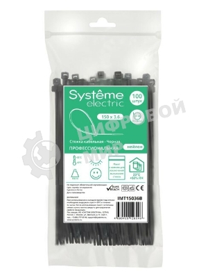 Стяжка кабельная SE IMT15036B 150х3.6 черный (уп.100 шт)