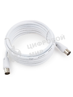 Кабель телевизионный Cablexpert CCV-515-W-3M, Coaxial M/F, белый, 3м