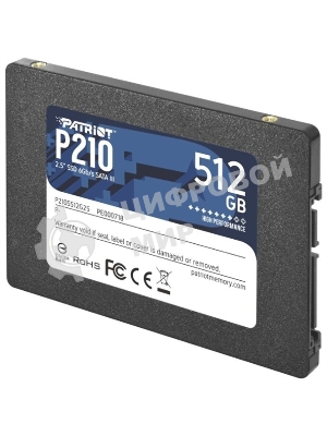 Накопитель SSD Patriot P210, 512Gb, SATA III, 2.5
