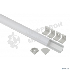 Комплект с угловом анодированным профилем ЭРА 1616R CAB280 16х16мм, 2м и круглым экраном 2м Б0039465
