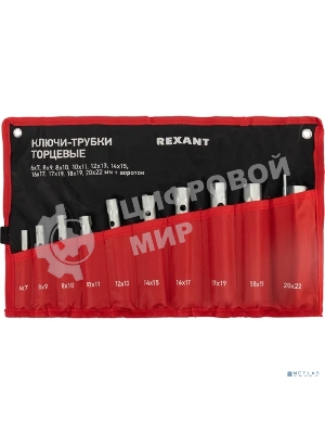 Набор ключей-трубок торцевых Rexant 6х22 мм, вороток, оцинкованные, 10 шт.