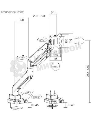 Кронштейн для мониторов Ultramounts UM717 серебристый 17