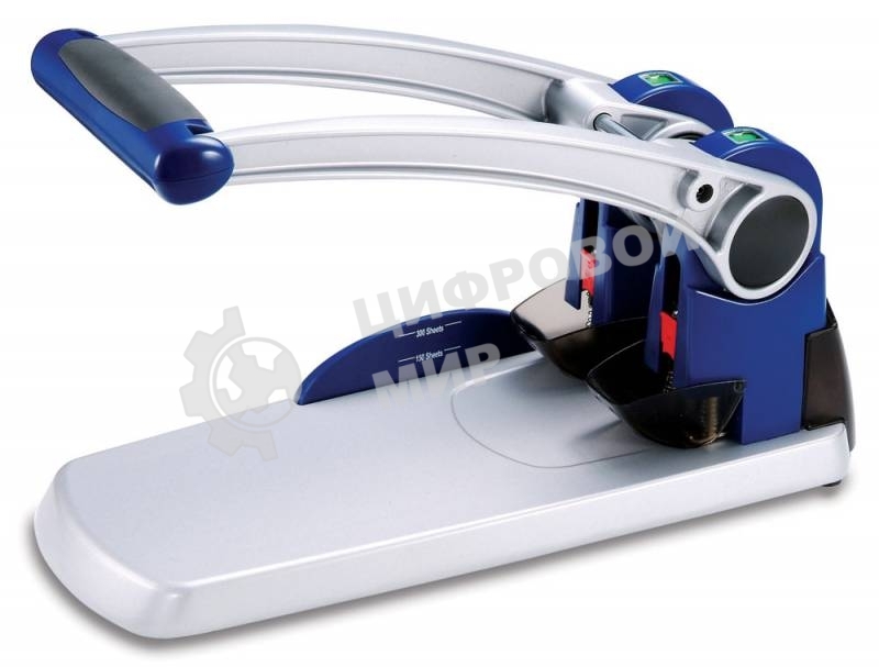 Дырокол Kw-Trio Heavy Duty 9550, до 300 листов, металл синий/серебристый, отверстий: 2, с линейкой