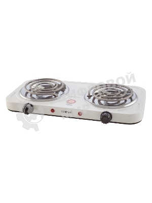 Плита настольная электрическая Centek CT-1509 белый, 2 кВт, ТЭН, конфорки - 2, эмаль, поворотные переключатели
