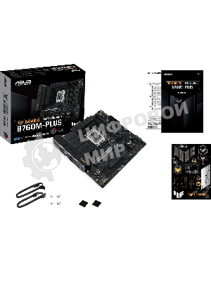 Материнская плата ASUS TUF GAMING B760M-PLUS, LGA 1700, Intel B760, 4xDDR5, 4xSATA, 2xM.2, 1xPCIe 5.0 x16, 1xPCIe 4.0 x4, 1xPCIe x1, 2xUSB-A 3.2 Gen 2, 3xUSB-A 3.2 Gen 1, 2xUSB 2.0, 1xUSB-C 3.2 Gen 2x2, 1x2.5Gb LAN, 5x3.5 мм, 7.1, mATX