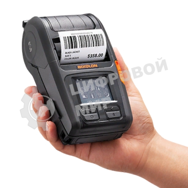 Принтер этикеток мобильный Bixolon XM7-20WDaK, 203 dpi, 152 мм/сек, RS232 (COM, Serial), USB, Wi-Fi, черный