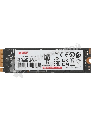 Накопитель SSD ADATA XPG BLADE S70, 1Tb, PCIe 4.0 x4, M.2 2280, NVMe, R/W 7400/5500, с радиатором