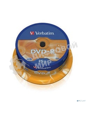 Диск DVD-R Verbatim 4.7Gb 16x Cake Box (25шт) (43522)