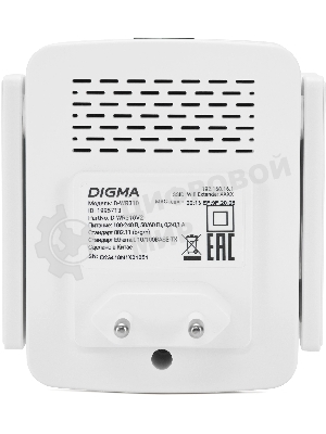 Повторитель беспроводного сигнала Digma D-WR310 (D-WR310V2) N300 Wi-Fi белый