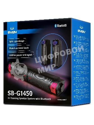 Саундбар мини SVEN SB-G1450, черный (10 Вт, питание USB, Bluetooth, подсветка)